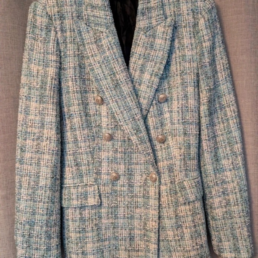 Zara Textured Blue Blazer